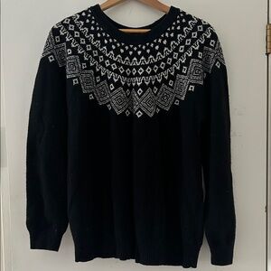 Black Fair Isle Crewneck Sweater - Women's